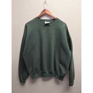 Vintage Green Blank Sweatshirt Logo Athletic XL 90s Crewneck Minimalist Look